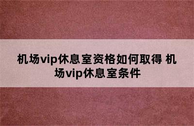 机场vip休息室资格如何取得 机场vip休息室条件